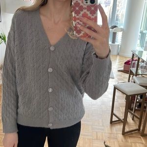 Grey Textured Cardigan